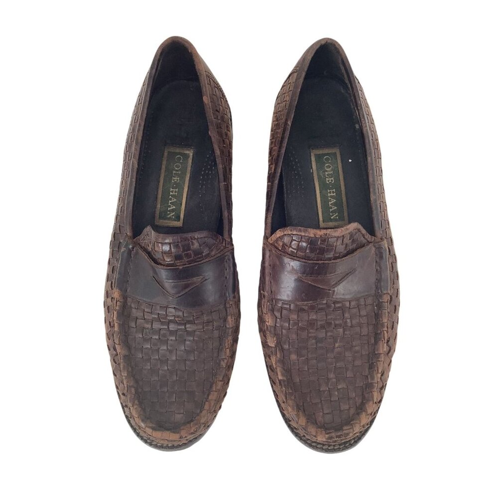 VTG Cole Haan Womens Woven Leather Loafers Comfort Dress Shoes Sz 9 Narrow READ